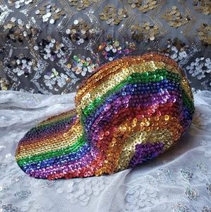 Rainbow sequined ball cap
